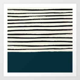Dark Teal x Stripes Art Print