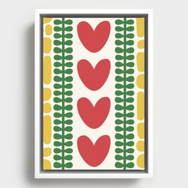 Abstract vintage heart fern pattern 4 Framed Canvas