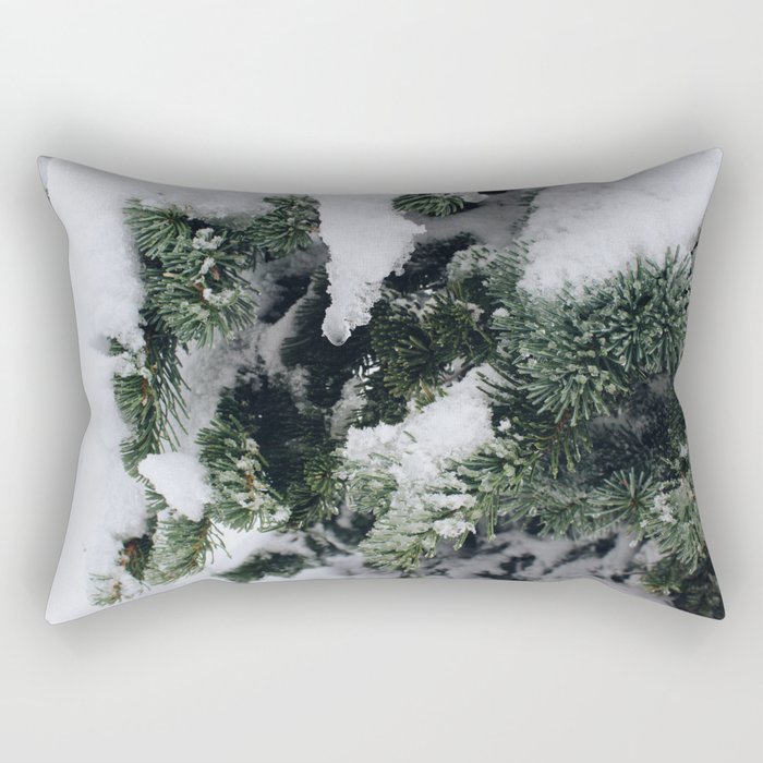 Snow Frosted Pines Rectangular Pillow