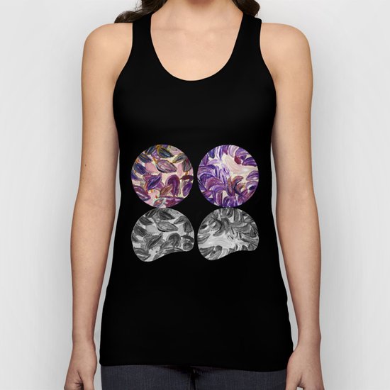 DRIP DRIP DRIP Purple Leaves Shadow Black and White Unisex Tank Top
