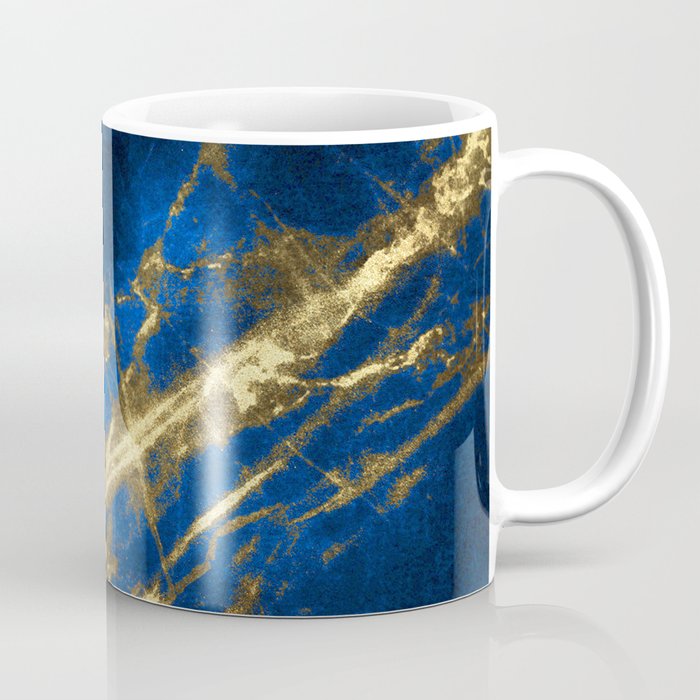 Exquisite Royal Blue Marble With Gold Streaked Veins Coffee Mug