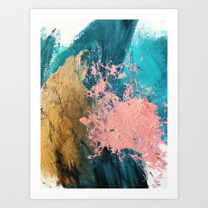 Coral Reef [1]: colorful abstract in blue, teal, gold, and pink Kunstdrucke