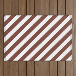 Diagonal Stripes (Brown & White Pattern) Outdoor Rug
