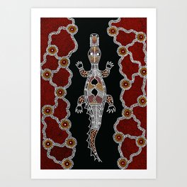 Crocodile - Authentic Aboriginal Art Art Print