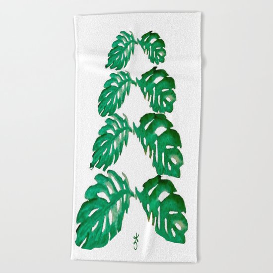 Holiday Tree Leaves perfect for a card Beach Towel