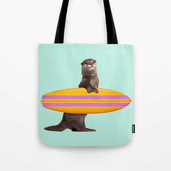 SURFING OTTER Tote Bag