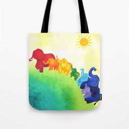 Elephant Rainbow Tote Bag