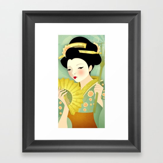 Geisha: Olive Framed Art Print
