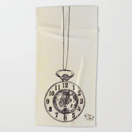 Ballpoint Pen, Half Hunter Pocket Watch Beach Towel