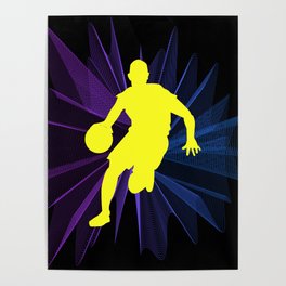 Basketball player on a 3d background Poster