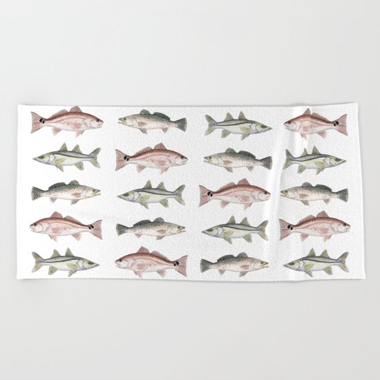 Pattern: Inshore Slam ~ Redfish, Snook, Trout Beach Towel