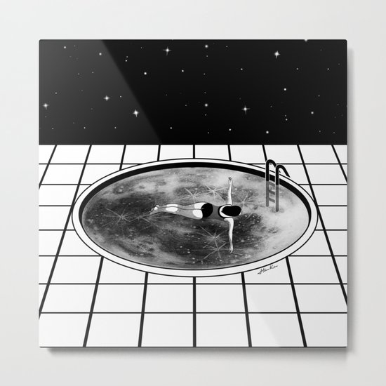 Pool Moon Metal Print