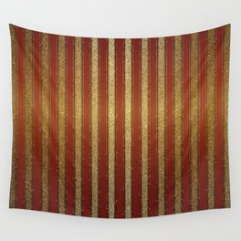 Red Golden Glitter Stripes Vintage Circus Luxury Pattern Wall Tapestry