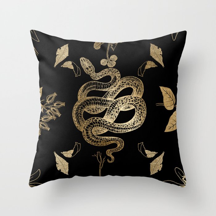 Gold Serpent Throw Pillow