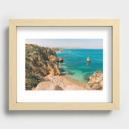 Beach Aerial in Portugal Recessed Framed Print