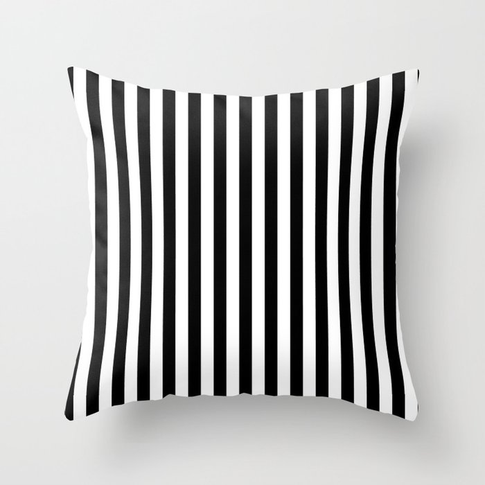 Stripe Black And White Bengal Vertical Line Bold Minimalist Stripes Lines Drawing Throw Pillow