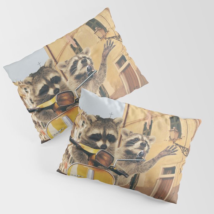 Raccoons on the road trip Pillow Sham