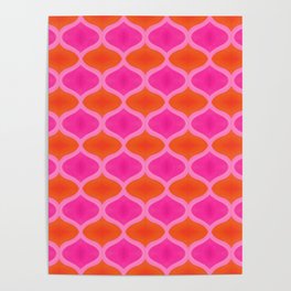 Pink & Orange Watercolor Quatrefoil Pattern  Poster