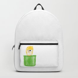 Pocket Unamused Birdie Backpack | Perched, Drawing, Yellow, Green, Pocket, Digital, Exhasperated, Angry, Bird 