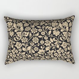 William Morris Style Art Nouveau Dark Floral Rectangular Pillow