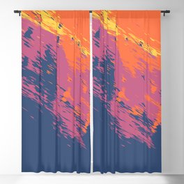 Brush - Abstract Colourful Art Design in Purple Orange and Pink Blackout Curtain
