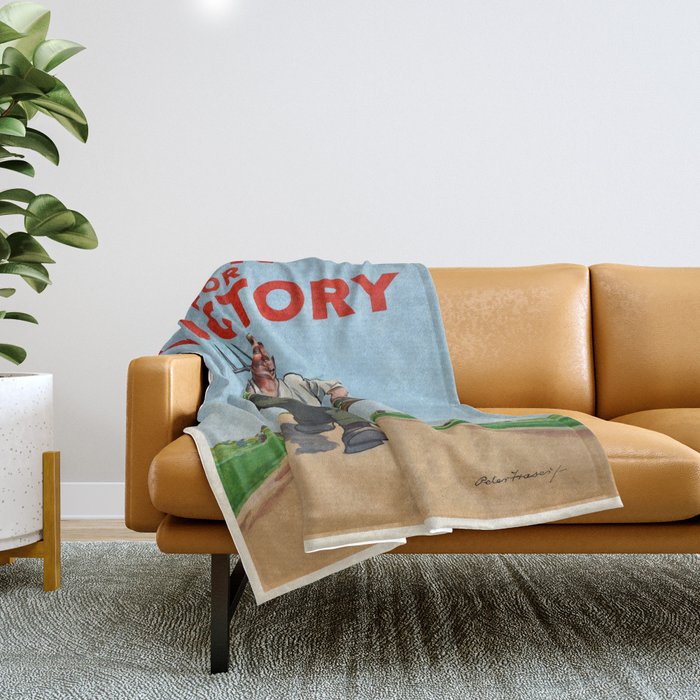 Vintage poster - Dig On For Victory Throw Blanket