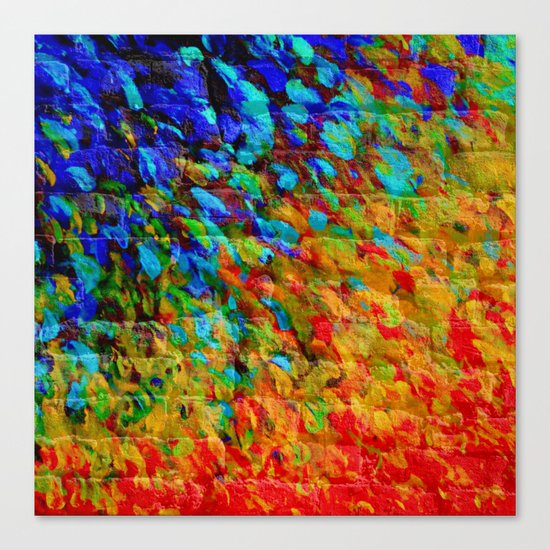 COLLISION COURSE - Bold Rainbow Splash Bricks Urban Jungle Ocean Waves Nature City Acrylic Painting Canvas Print