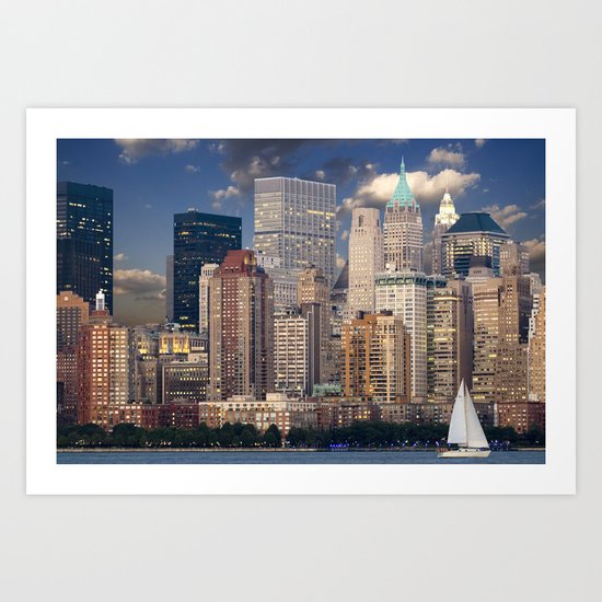 Downtown NYC at twilight Art Print