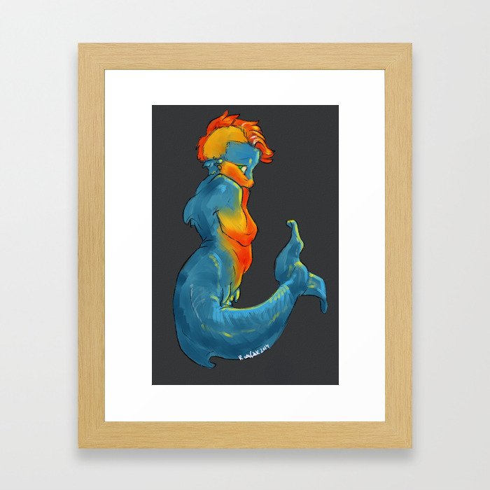 Shy Mermaid Framed Art Print