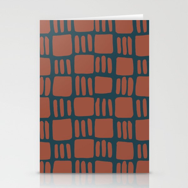 Abstract squares - brick and teal Stationery Cards