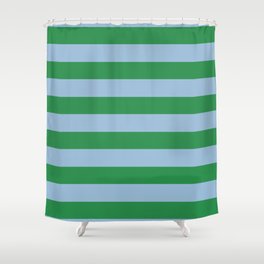 Bold Stripes in Green and Light Blue Shower Curtain