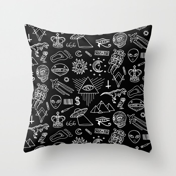 Conspiracy pattern (Censored version) Throw Pillow