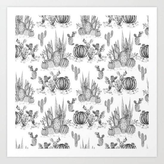 Watercolor cactuses print Art Print