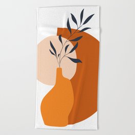 Aesthetic Brown Abstract Pottery Leaf Shape Beach Towel