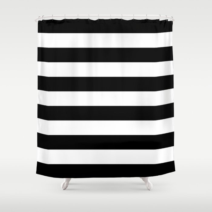 Black White Stripe Minimalist Shower Curtain By Beautifulhomes