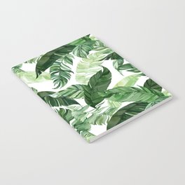 Green leaf watercolor pattern Notebook