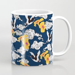 Japanese Clouds and Cranes No. 1 Navy Blue Mug