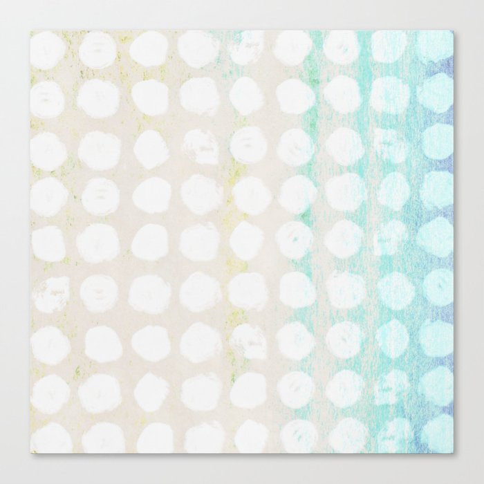 pastel yellow and blue paint dots daubs Canvas Print