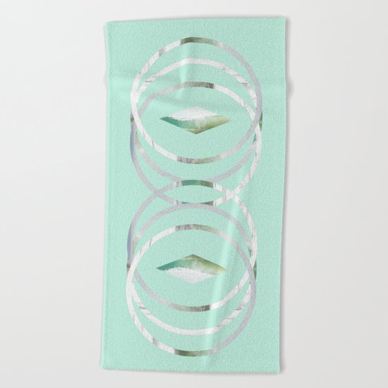 Minimalist Waves in Mint Beach Towel