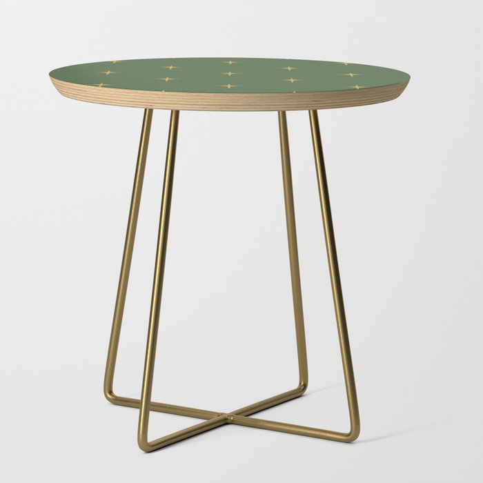  Christmas Faux Gold Foil Star in Fir Tree Green Side Table