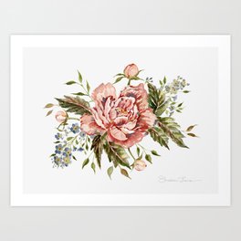 Pink Wild Rose Bouquet Art Print