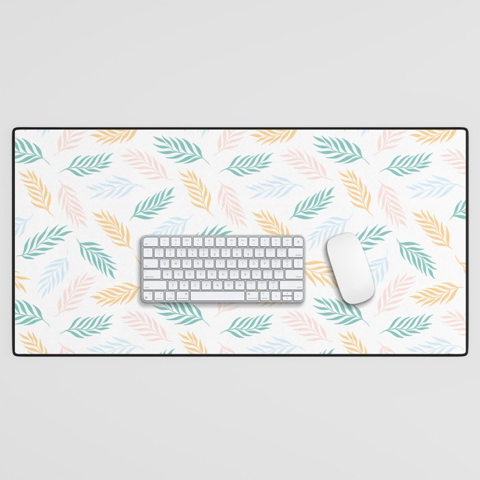 Hand drawn leaf seamless pattern design. Subtle pastel colors. Vector illustration  Desk Mat