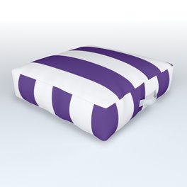 Regalia violet - solid color - white vertical lines pattern Outdoor Floor Cushion