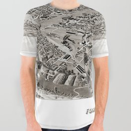Perspective map of Fort Worth-1891 vintage pictorial map All Over Graphic Tee