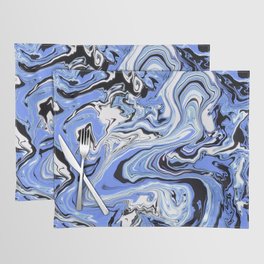 Blue Black White Groovy Pattern Placemat