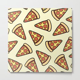 Pepperoni Pizza Pattern Metal Print | Eat, Sausage, Slice, Pizza, Children, Drawing, Illustration, Cream, Kawaii, Vector 