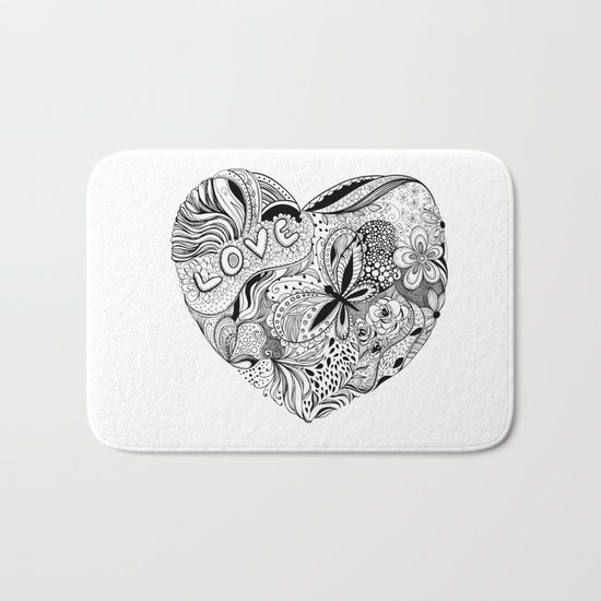 Floral heart for Valentines day Bath Mat