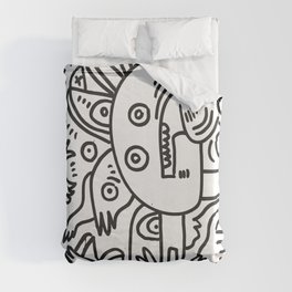 Black and White Graffiti Cool Funny Creatures Duvet Cover
