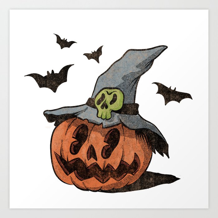 Halloween cartoon pumpkin Art Print