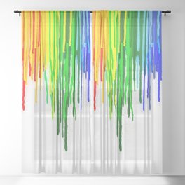 Rainbow Paint Drops on White Sheer Curtain